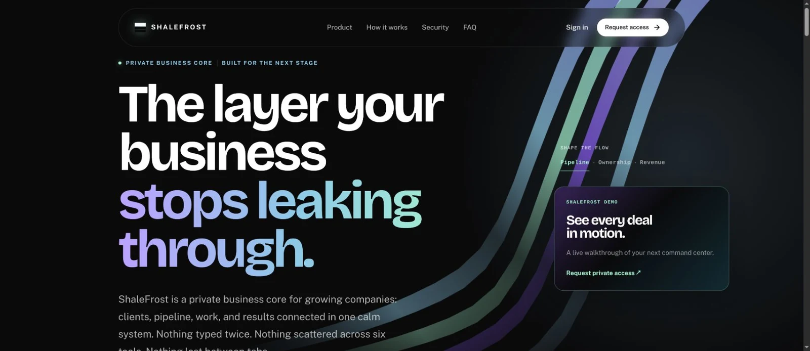 ShaleFrost marketing website built by DEIROS